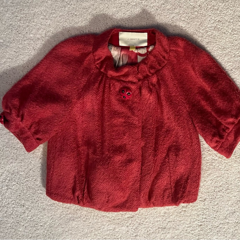 Leifsdottir (sold at Anthropologie) pink cropped vintage-style jacket